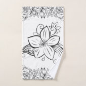 Art Graphique Monochrome, Belle Fleur (Serviette à main)