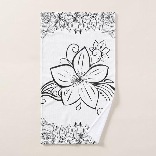 Art Graphique Monochrome, Belle Fleur (Serviette à main)