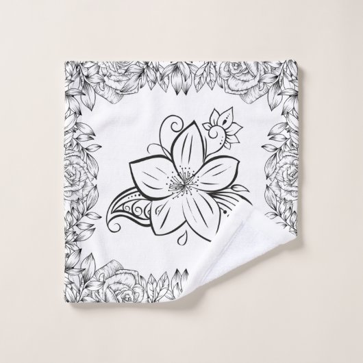 Art Graphique Monochrome, Belle Fleur (Gant de toilette)