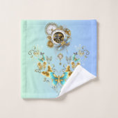 Art graphique Steampunk turquoise, Sérénité mécani (Gant de toilette)