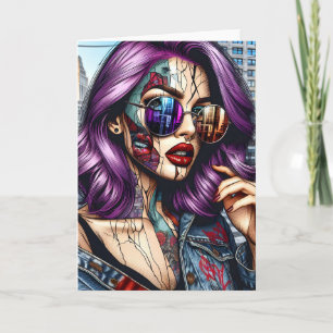 Art Grunge   Femme Abstraite Brisée Carte Vierge