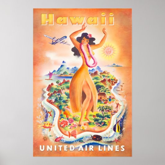 Art hawaïen Impression Hawaii Affiche de voyage Un (Devant)