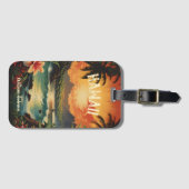  Art Hawaii Beach Hawaïaans Meisje Bagagelabel (Voorkant (horizontaal))