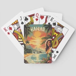  Art Hawaii Beach Hawaïaans Meisje Pokerkaarten