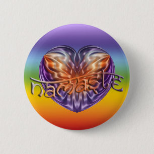 ART Heart NAMASTE Kleur van de kinderen Ronde Button 5,7 Cm