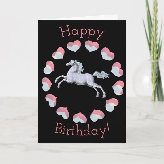 Art Hearts et Horse mignonne carte d'anniversaire (Devant)