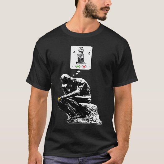 Art History Geek Rodin Thinker Statue Dating App T-shirt (Voorkant)