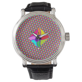  Art in bright dazzling mixed colors and pattern   Horloge