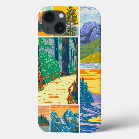 Art inspiré de la forêt iPhone 13 coque (Verso)