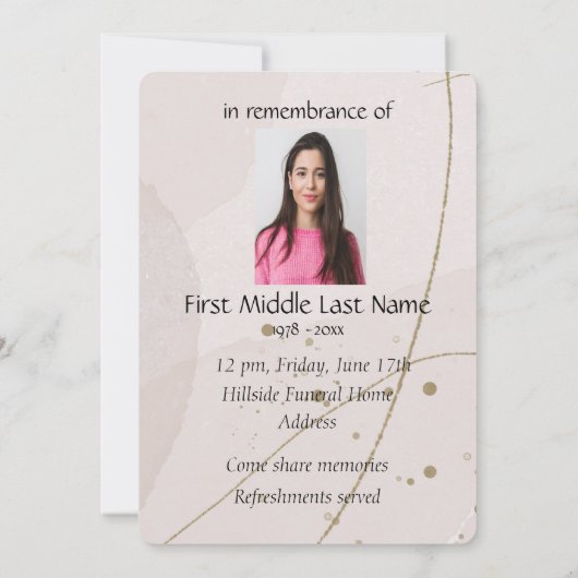 Art Invitation de service commémoratif de géranium (Dos)