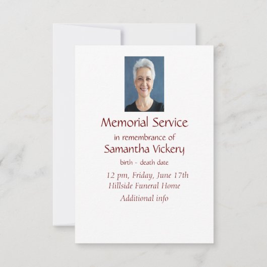 Art Invitation de service commémoratif de géranium (Dos)