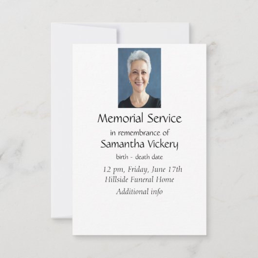 Art Invitation de service commémoratif de géranium (Dos)