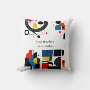 "Art is Freedom Made Visible" Quote on Abstract Ge Kussen