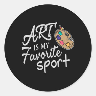 Art is mijn favoriete sport ronde sticker