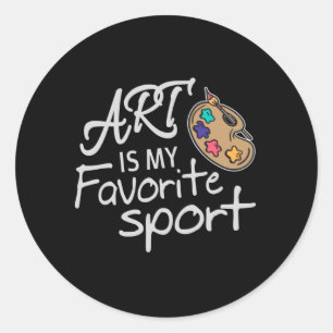 Art is mijn favoriete sport ronde sticker