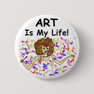Art is mijn leven ronde button 5,7 cm