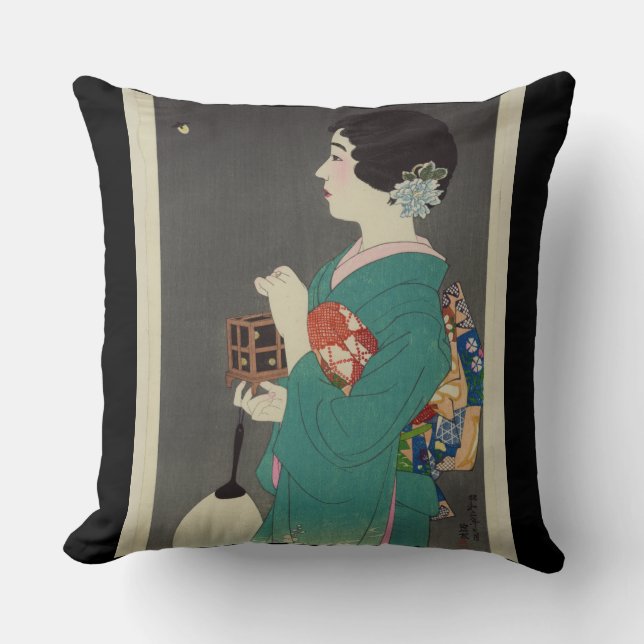 ART JAPONAIS CLASSIQUE - COUSSIN AVEC DEUX DESSINS (Recto)