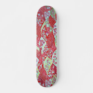 Art japonais Rouge Floral Origami Yuzen Skateboard