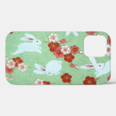Art japonais - Sakuras et lapins iPhone 12 Coque (Verso (horizontal))