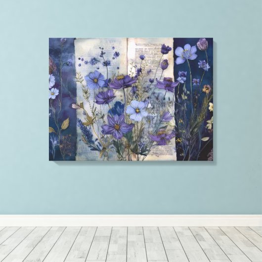 Art Journal Pagina's: Vervaagde Blues Canvas Afdruk (Insitu (Houten vloer))