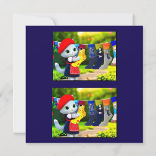 Art Kat Hanging Out Art Sokken Bedankkaart