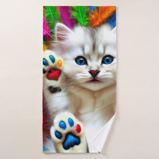 Art Kitten blanc (Serviette de bain)