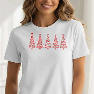 Art Line Art Noël Arbres Fêtes T-Shirt