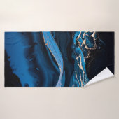 Art liquide. Or métallique liquide en bleu abstrai (Serviette de bain)