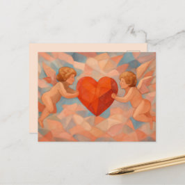 Art Lover Expressionist Cherubs Valentine Postcard Feestdagenkaart