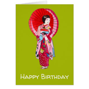 Art mignon de kimono rouge japonais de geisha