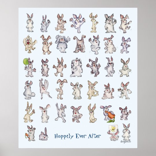 Art mignon de mur de crèche de décor de 39 lapins poster