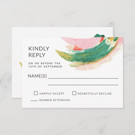 Art moderne Abstrait Peint Histoires Mariage RSVP (Devant / Derrière)