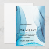 Art moderne de l'encre bleue Faire-part de mariage (Devant / Derrière)