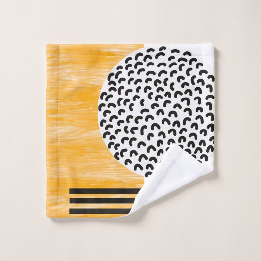 Art moderne du milieu du siècle orange et noir (Gant de toilette)