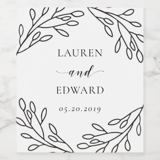 Art Moderne Folio Mariage Vin Bottle Étiquette (Étiquettes simples)
