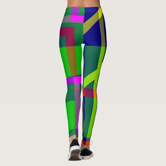 Art moderne Graphisme couleur bloc Leggings d'art (Dos)