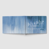Art moderne gris bleu personnalisé livre d'invités (Complet)
