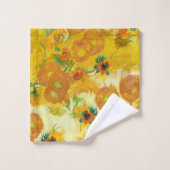 Art moderne Jaune Orange Tournesols Peinture à l'h (Gant de toilette)