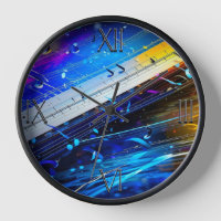 Art moderne Musique note Mur Horloge 10 pouces ron