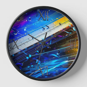 Art moderne Musique note Mur Horloge 10 pouces ron