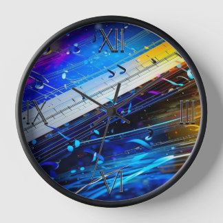Art moderne Musique note Mur Horloge 10 pouces ron