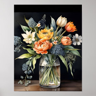 Art moderne poster fleurs imprimées
