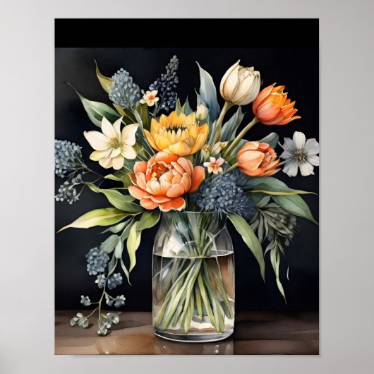 Art moderne poster fleurs imprimées (Devant)