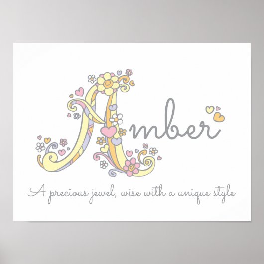 Art monogramme Amber girls name signifiant affiche (Devant)