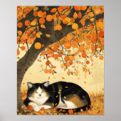 Art mur d'automne, Impression de chat, Aquarelle A (Devant)