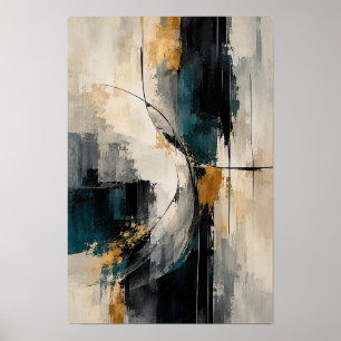 Art mural abstrait cercle or charbon de bois sarce