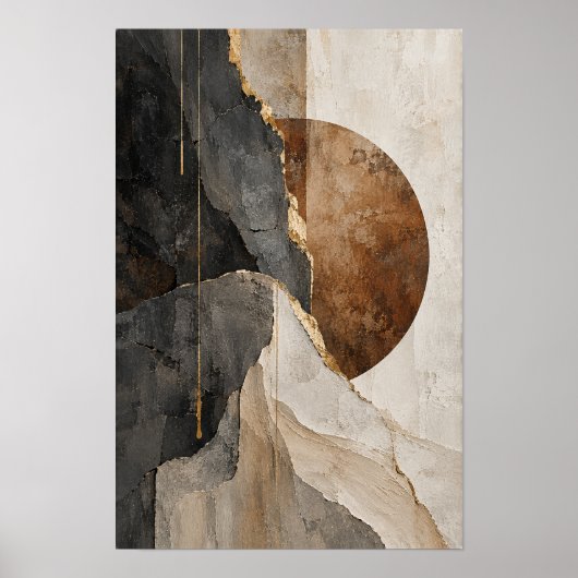 Art mural abstrait Charbon Éclipse Bronze (Devant)