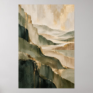 Art mural abstrait de montagne en tons terreux
