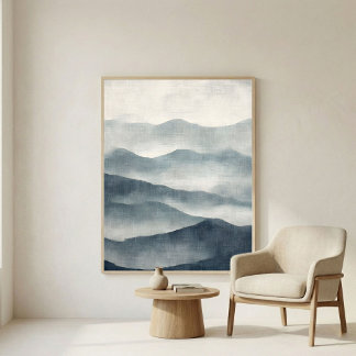 Art mural abstrait de terrain Indigo doux