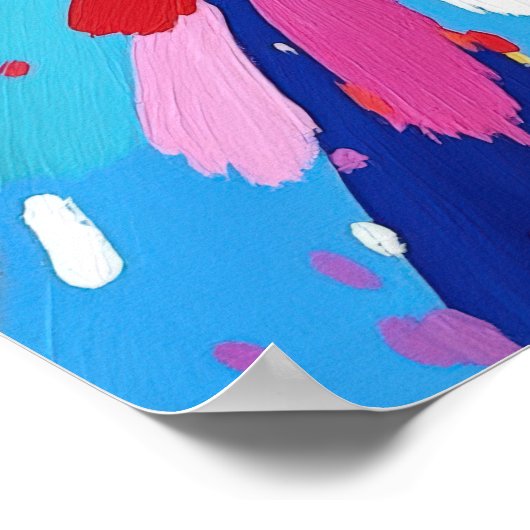 Art mural abstrait expressionniste coloré (Coin)